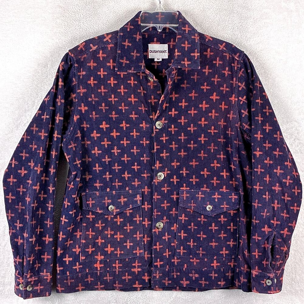 Dushyant Overshirt Mens M Eggplant Pink Cross AOP Corduroy Heavyweight Shacket